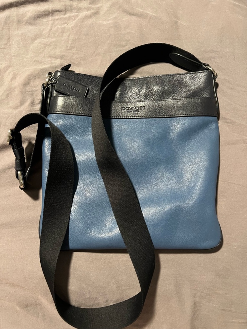 COACH Leather Crossbody Messenger Bag Blue & Black